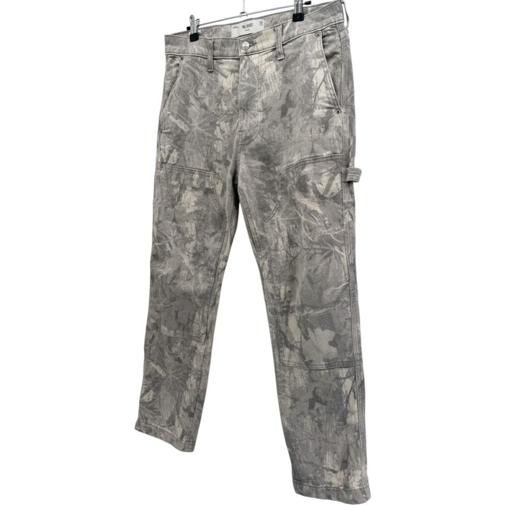 Hollister Mens Loose Fit Carpenter Pants Grey Leaf Camo Utility Trousers 32x30 - Picture 1 of 8